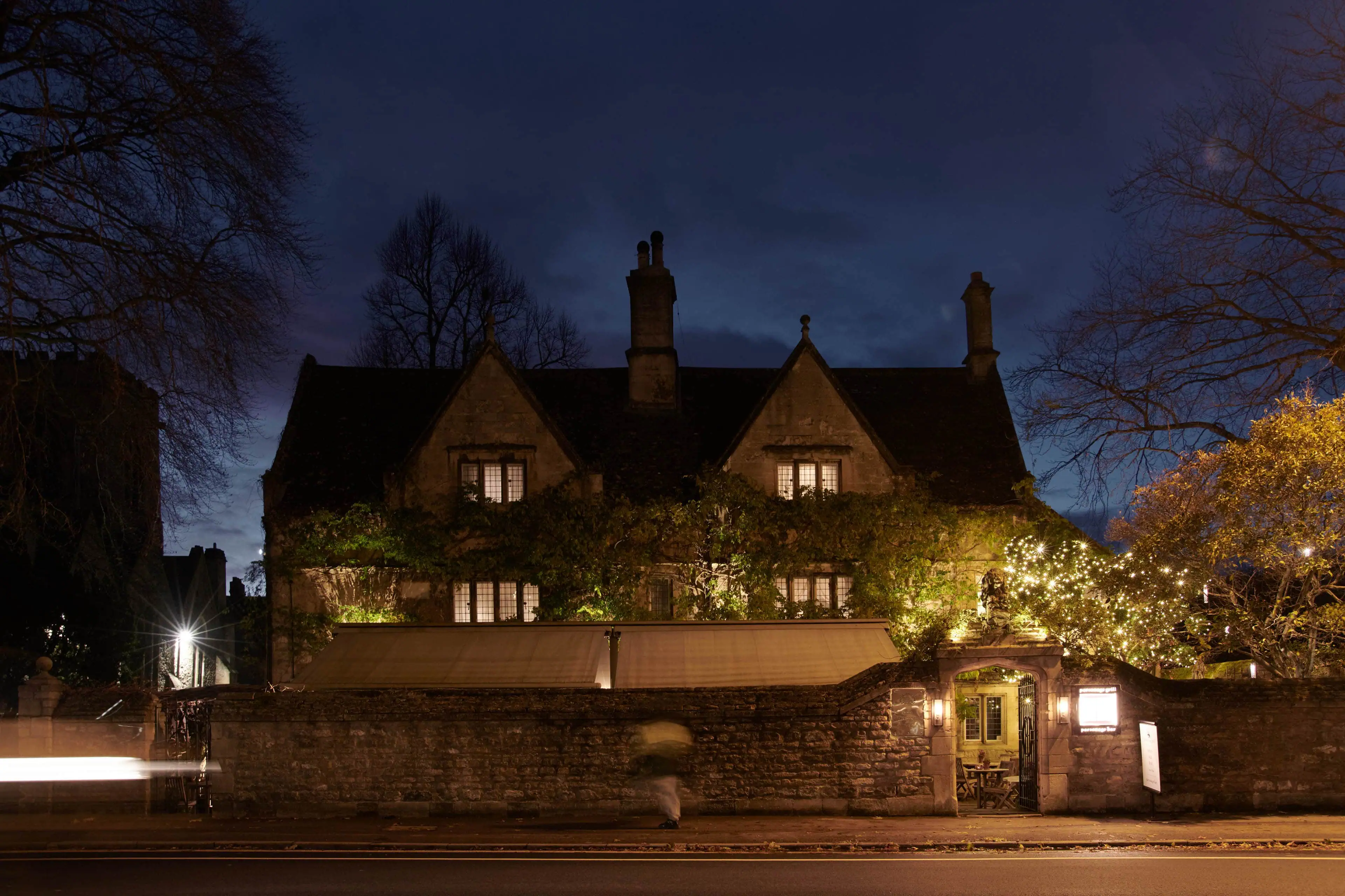 0016 - 2021 - Old Parsonage Hotel - Oxford - High res - Christmas Lights Night Exterior Facade - Web Hero